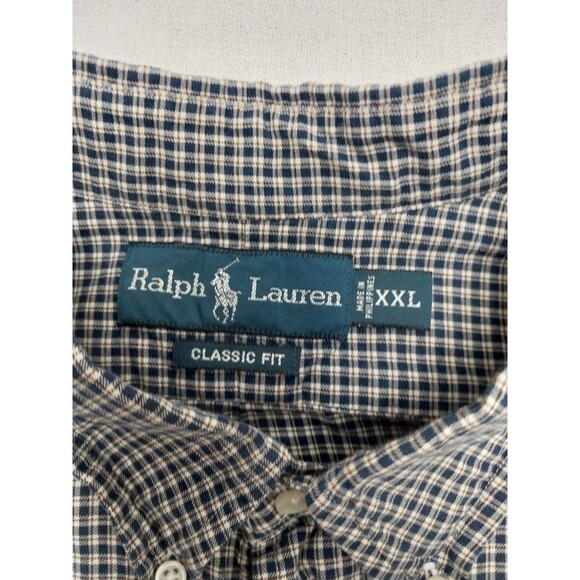 Ralph Lauren Mens Shirt Medium Blue Plaid Red Pony Button Up 2X - Picture 2 of 16